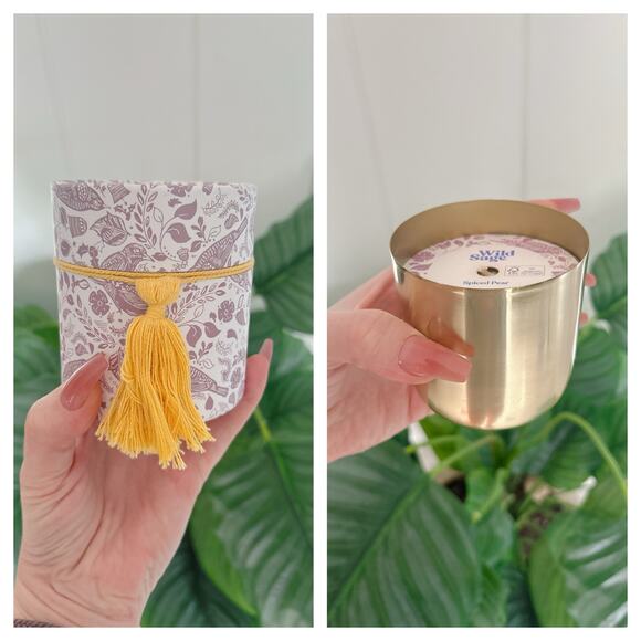 NWT Wild Sage Spiced Pear Candle with Decorative Tassel Box Boho Cottagecore - Picture 1 of 5
